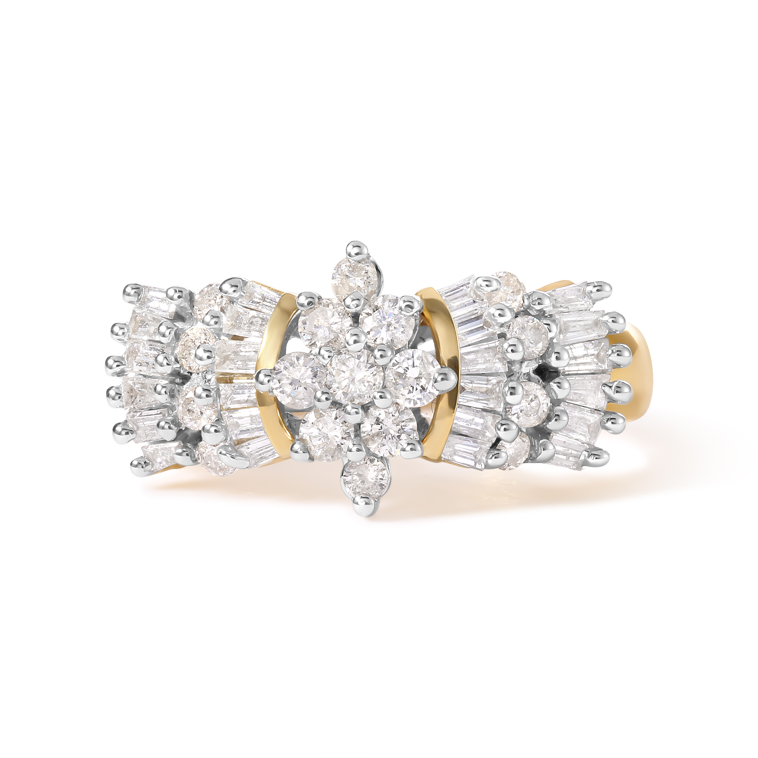10k Yellow Gold 1.00 Cttw Diamond Starburst Ring Band (H-I Color, I1-I2